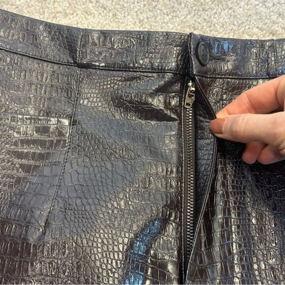 INC International Concepts Brown Reptile Embossed faux leather Pencil Skirt 6 - Picture 6 of 14